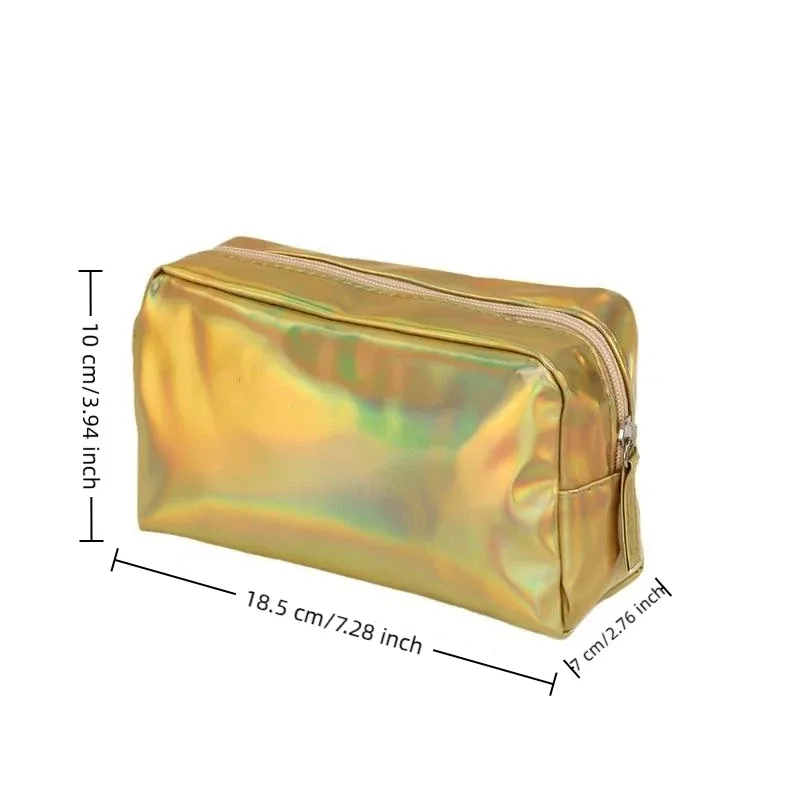 sac cosmétique laser couleur unie, imperméable, portable, pour rangement de produits de toilette, sac cadeau maquillage, pochette de maquillage, organisateur de cosmétiques de voyage