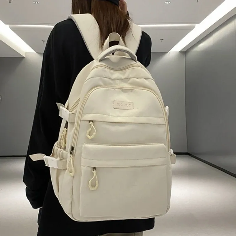 Sac à dos de couleur unie de grande capacité pour lycéens, sac à dos de voyage noir Simple pour collégiens, nouveauté 2026