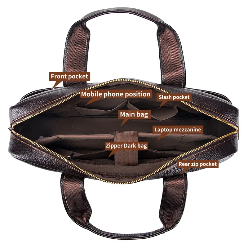 sacs pour hommes très demandés, sacs à main en cuir, porte-documents en cuir de vachette pleine fleur pour hommes, sacoche pour ordinateur portable 14 pouces