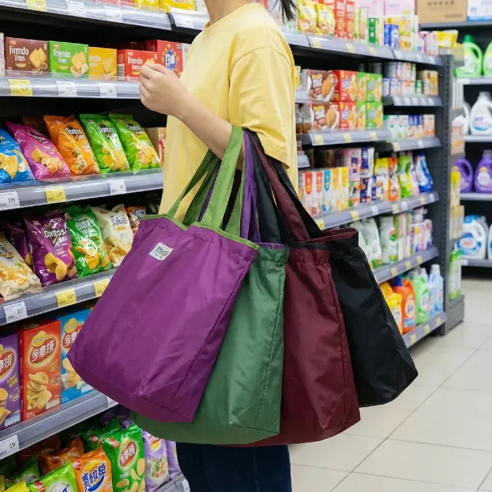 sac de courses à cordon de serrage, sac de rangement réutilisable pour supermarché, sac à bandoulière écologique pour voyage, sac fourre-tout de poche