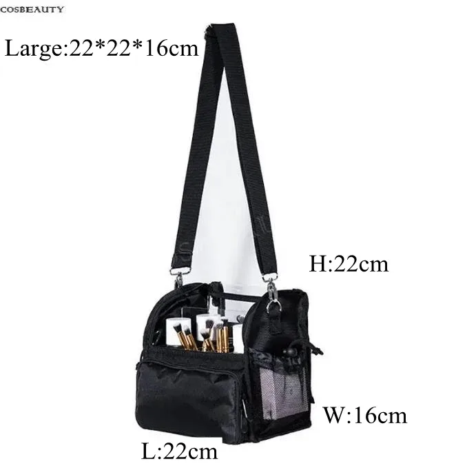 trousse de maquillage de voyage avec support de pinceau de maquillage, organisateur de synchronisation acrylique, sac cosmétique debout, sac d'artiste