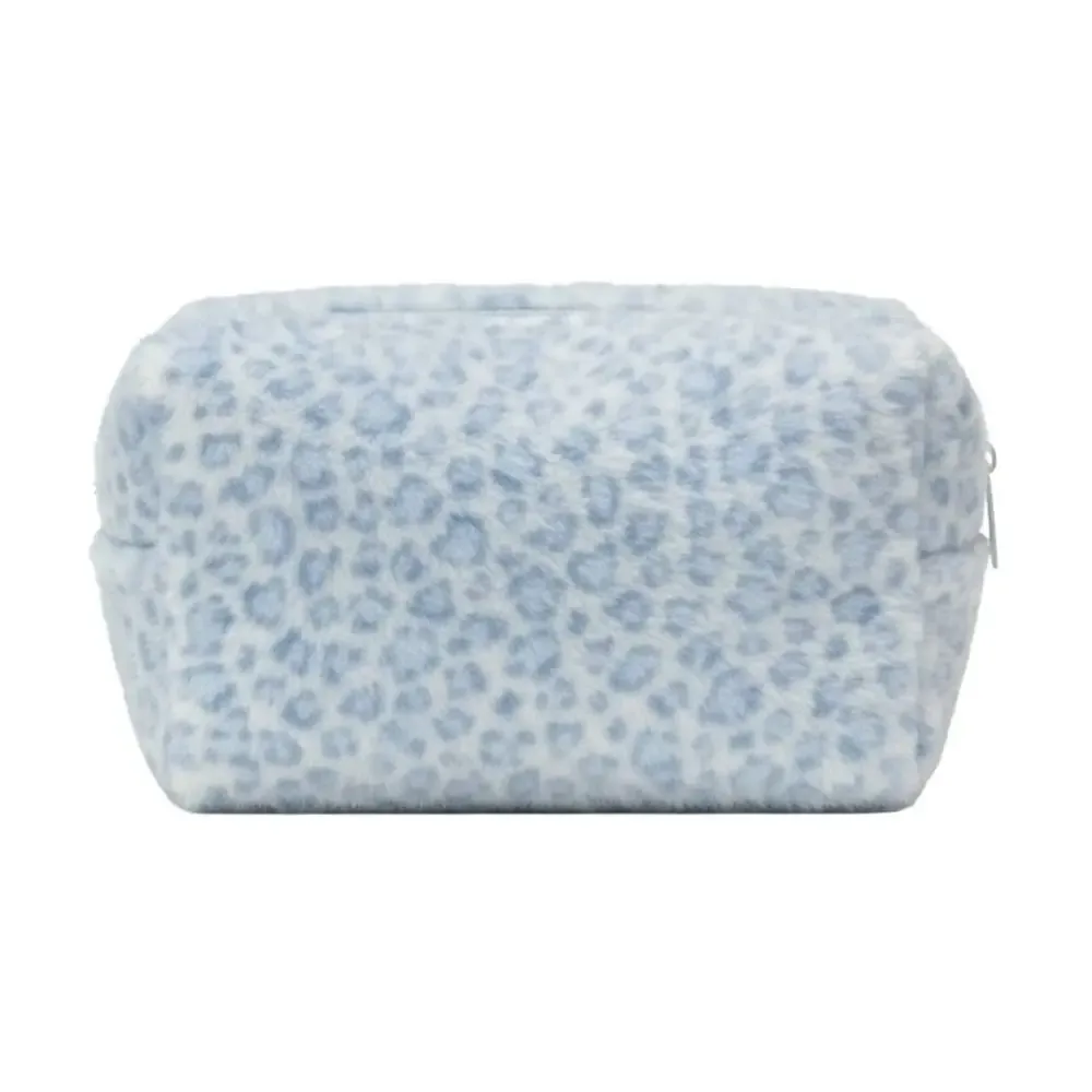 sac à maquillage multifonctionnel en fourrure, imprimé léopard, grande capacité, sac à cosmétiques portable, pochette de rangement de voyage, sac à cosmétiques pour filles