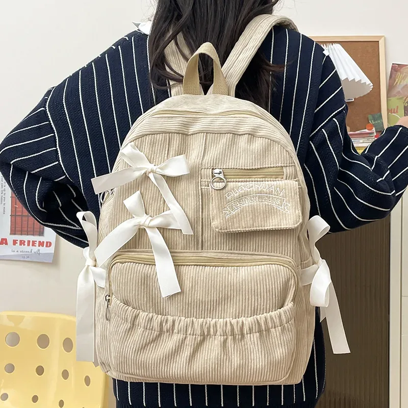 nouveau sac à dos coréen 2026 polyvalent pour étudiantes – style tendance avec nœud pour le quotidien