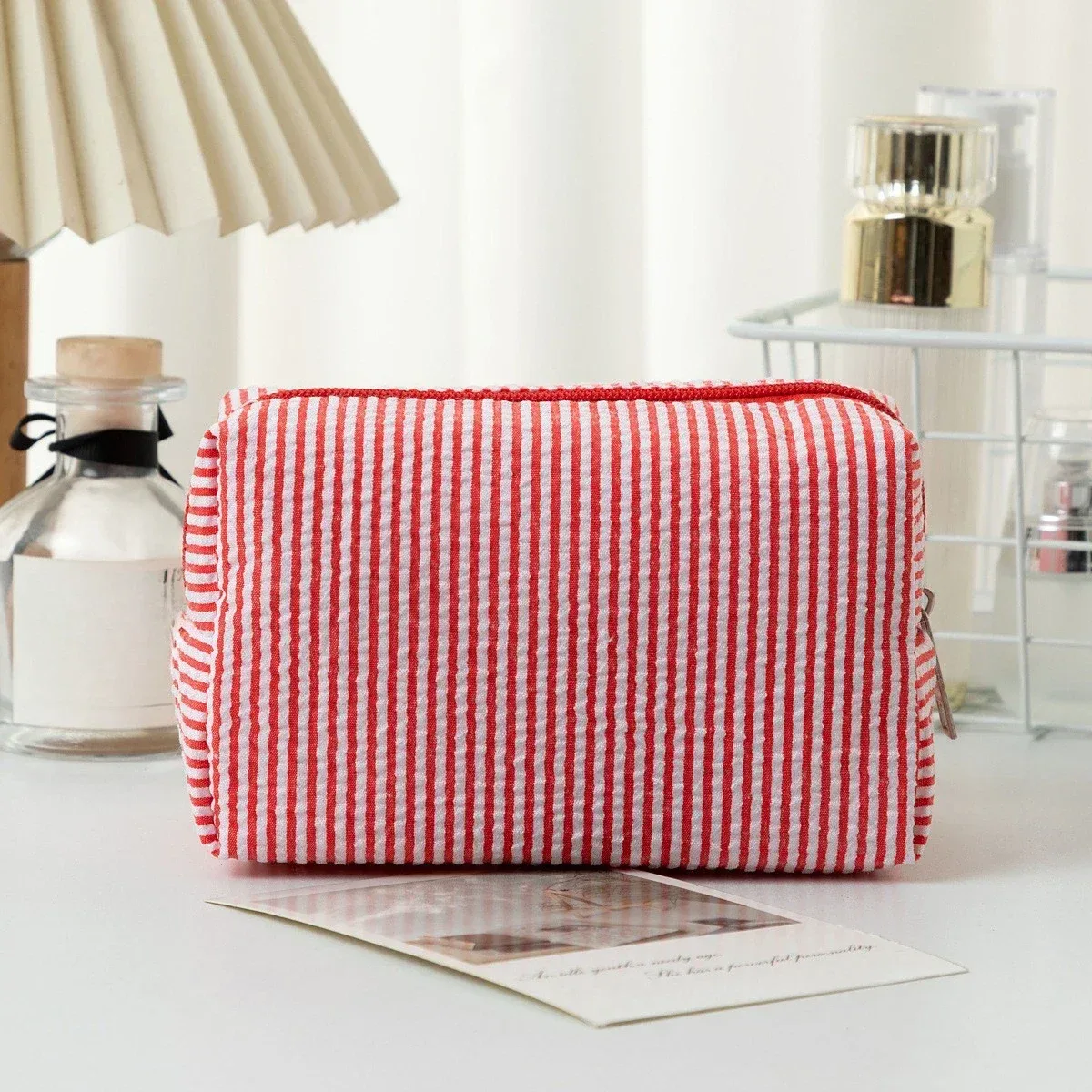 sac à cosmétiques rayé, trousse de maquillage rose violet pour femmes, organisateur de voyage avec fermeture éclair