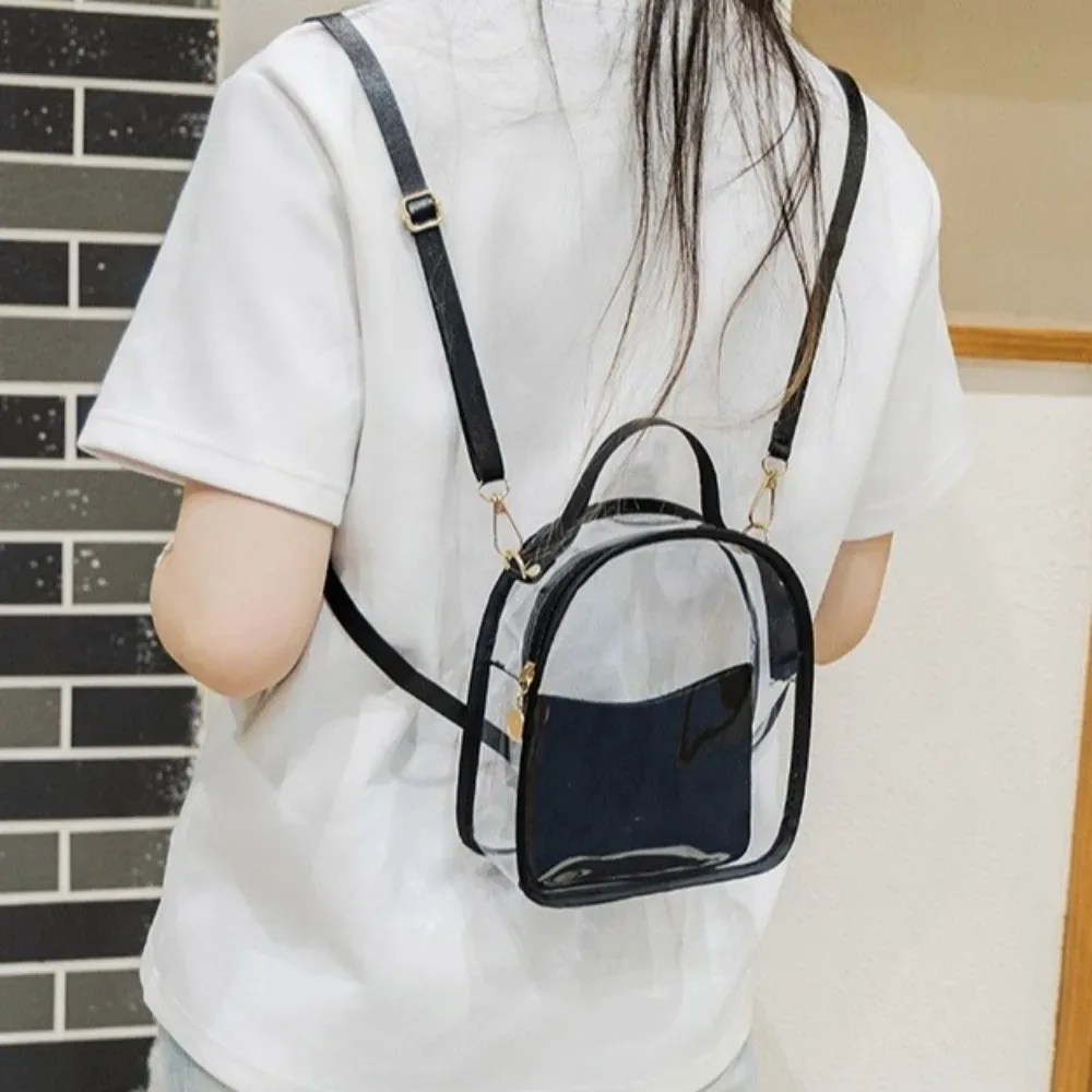 sac à dos transparent simple en pvc, sac à bandoulière imperméable transparent en gelée avec fermeture éclair et petite pochette, sac bandoulière unisexe