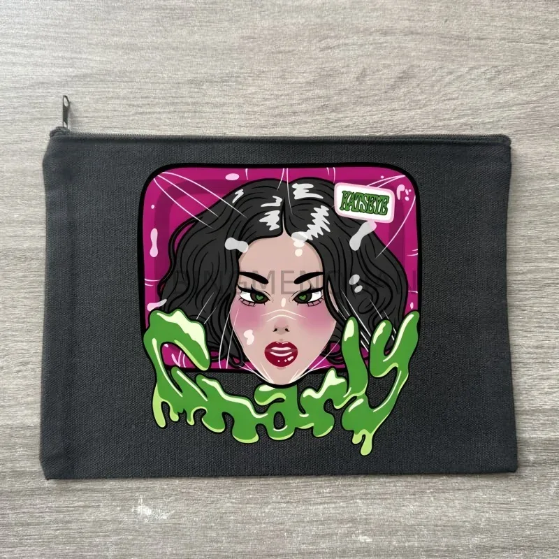 sac de maquillage tendance katseye, sac de rangement de voyage, toile imprimée, lettre zéro, portefeuille, petit rangement pour les objets, vacances