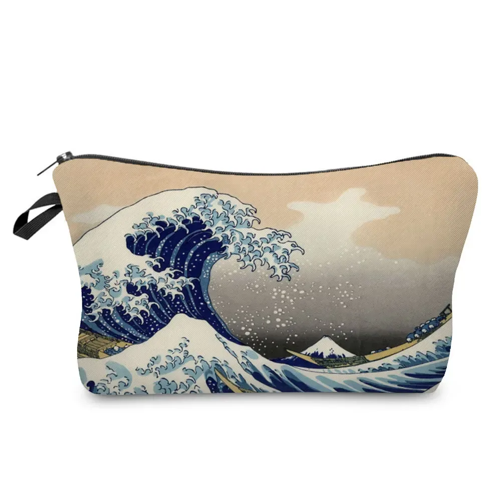 ukiyoe – mini trousse de maquillage pour femmes, design japonais, grue de styliste, trousse de toilette de voyage de plage, trousse à cosmétiques écologique réutilisable