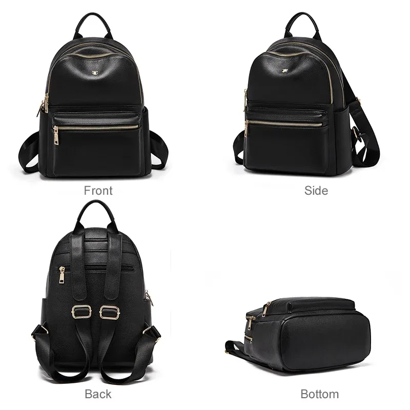sac à dos pour femme en cuir véritable + microfibre de la marque foxer, sac de voyage tendance pour femme, grande capacité, sac à dos imperméable