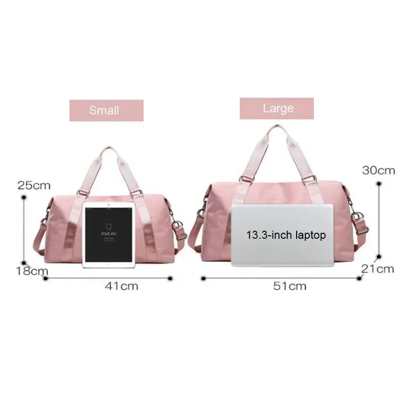 grand sac de voyage multifonctionnel en nylon pour femme, fourre-tout étanche, avec poches sèches, pour la gym