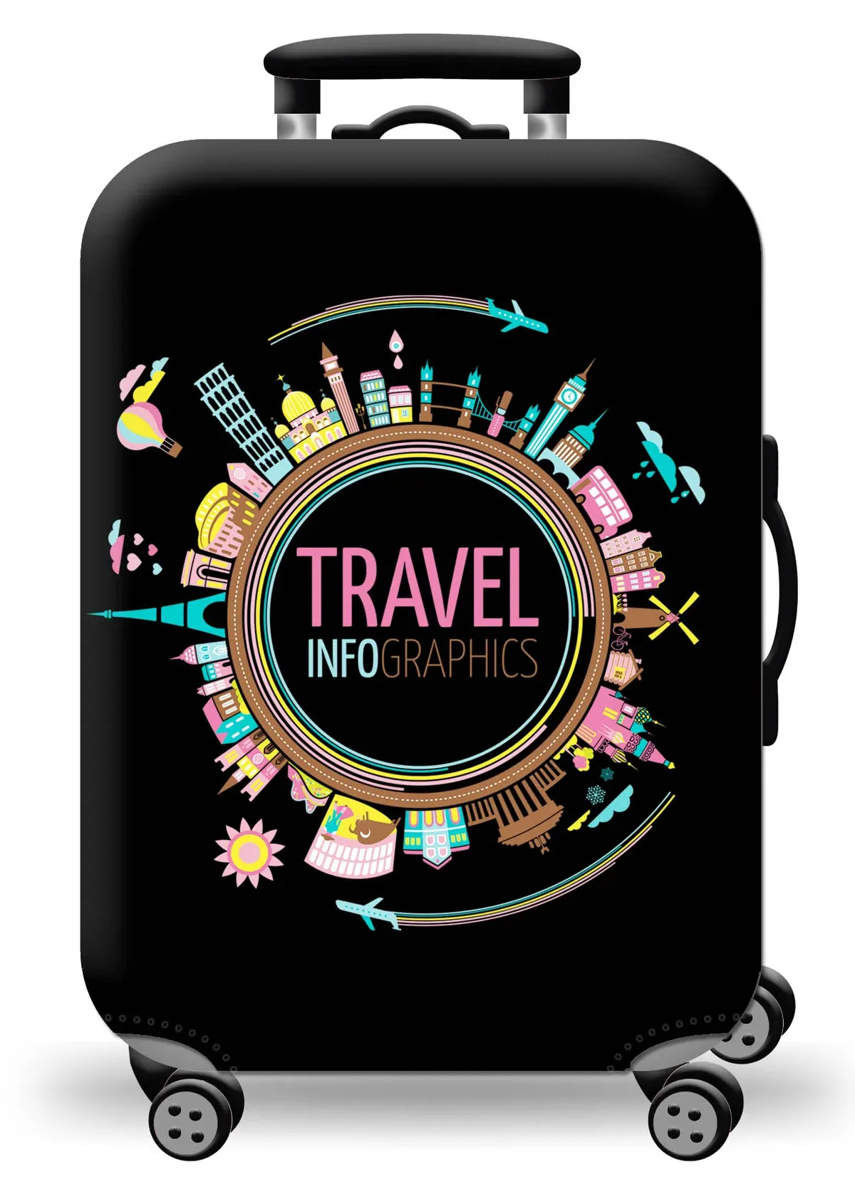 housse de protection pour bagages en tissu extensible, étui anti-poussière pour bagages, adapté à la valise de 18 à 32 pouces, organisateur de voyage