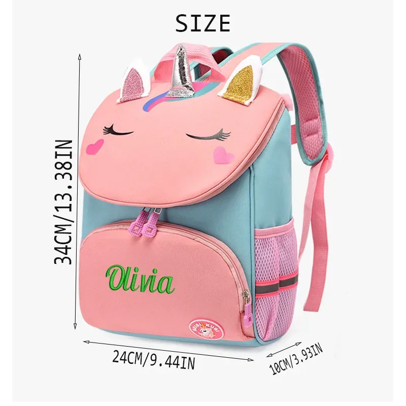 sac à dos personnalisé brodé en forme d'animal de dessin animé, licorne, dinosaure, mignon et tendance, plein de charme.