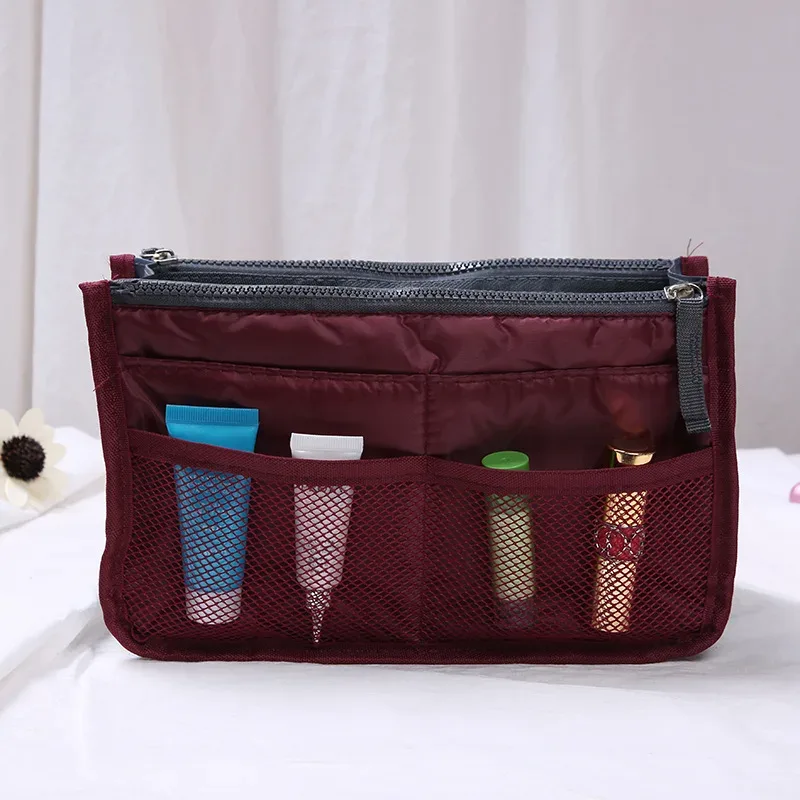 sacs à cosmétiques en nylon pour femmes, fourre-tout à double fermeture éclair, sac de maquillage, sac de rangement de produits de toilette, organisateur de maquillage de voyage en plein air pour filles