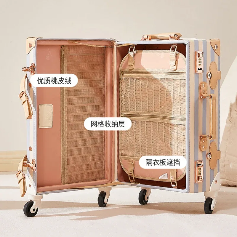 valise rétro originale, petite valise de voyage à roulettes avec roues pivotantes et poignée, 20/24/28 pouces, nouveau produit, sac de voyage