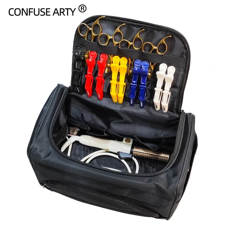 sac à main de grande capacité pour ciseaux à cheveux, outils de peigne de coiffure, sac de rangement de maquillage, sac de barbier de salon
