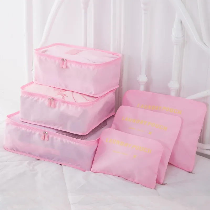 ensemble de 6 grands sacs de rangement de voyage en tissu oxford, adaptés aux sacs à dos et aux valises, sacs de rangement de voyage, sacs de rangement de bagages multifonctionnels et durables, adaptés aux emballages efficaces, accessoires de voyage essentiels, pratiques pour organiser les vêtements, les cosmétiques, les articles de toilette, etc.