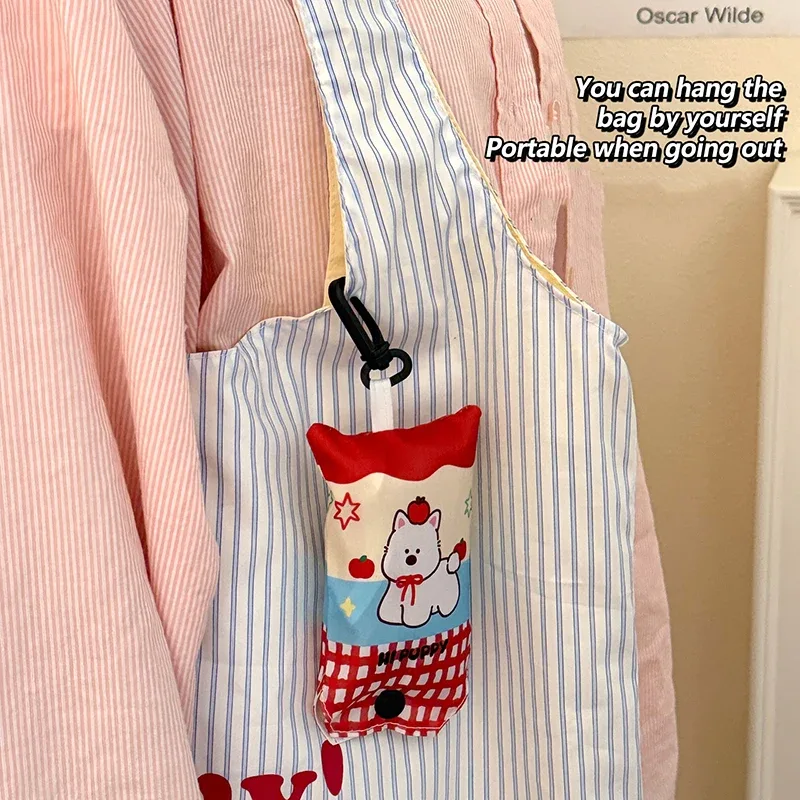 sac fascinant avec image de dessin animé ludique, pliable et réutilisé, grand espace pour le shopping, sacs à bandoulière comme cadeau pour filles
