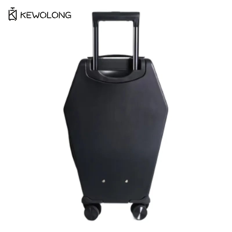 valise rigide motif croix gothique 3d en relief, design cercueil, résistante aux rayures, avec serrure tsa et 