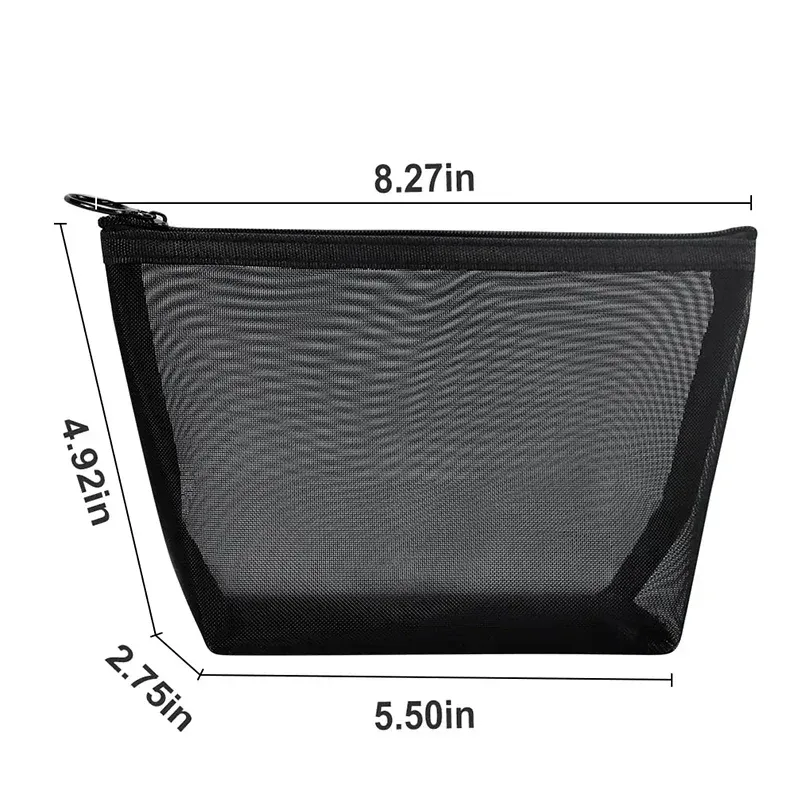 sac à cosmétiques transparent en maille portable, étui de maquillage pour femmes, organisateur de maquillage à fermeture éclair de voyage, sac de rangement de toilette et de beauté, pochette