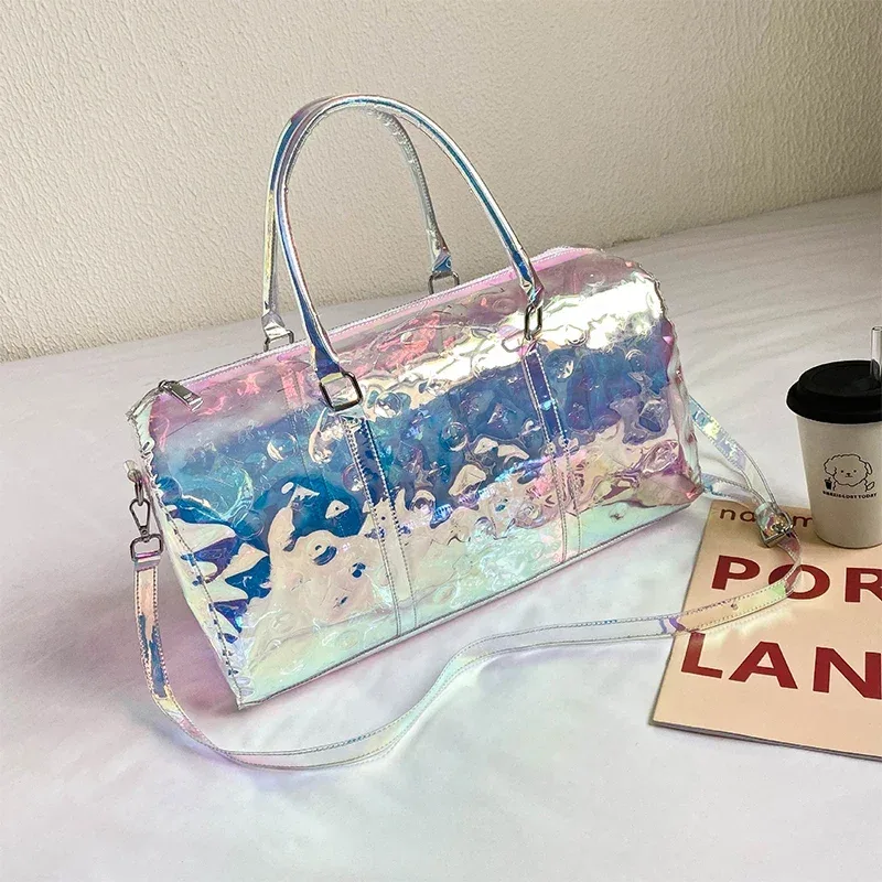 namchebarwa – grands sacs de voyage laser pour femmes, sacs de sport, sac à bandoulière étanche à la mode, sac à main, sacs à bagages pour courts séjours