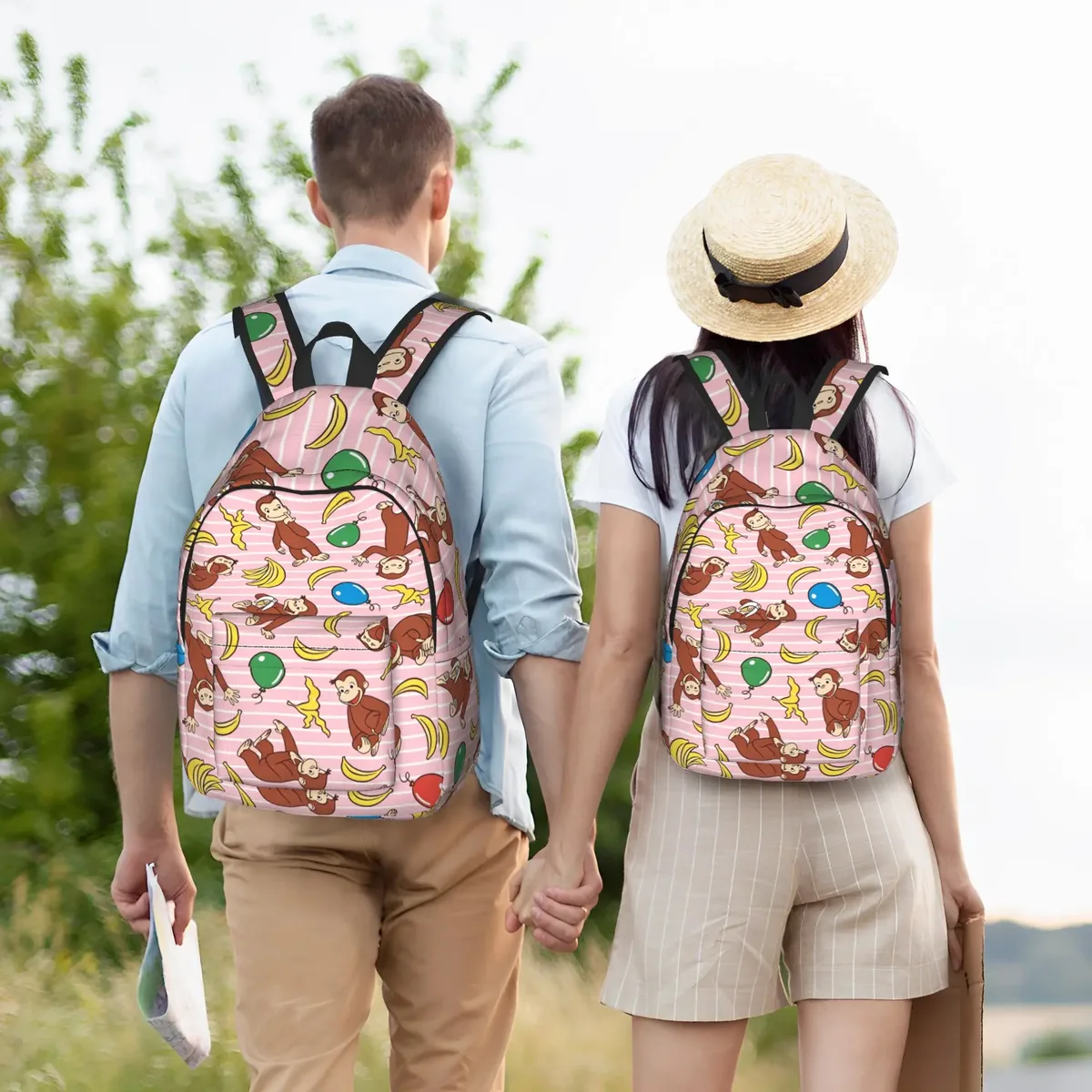 sac à dos pour adolescents curious george monkey cartoon, sac à dos de sport, de randonnée, de voyage, série télévisée, sac à dos unisexe, sacs en toile pour ordinateur