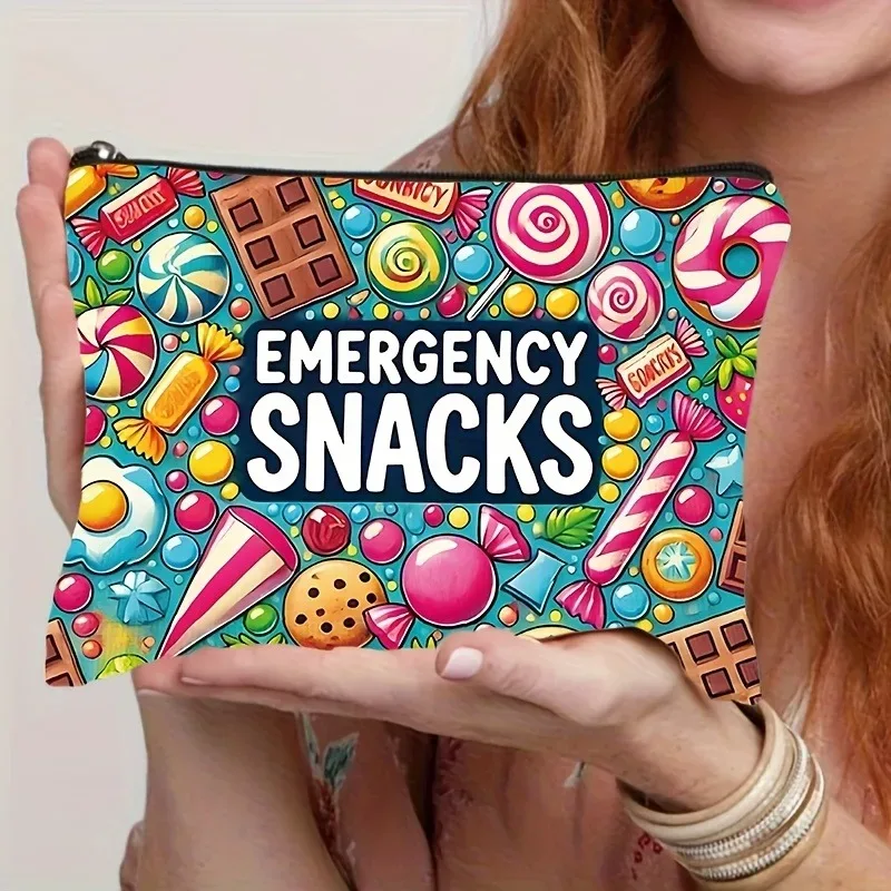 sac de maquillage à motif de bonbons et de friandises colorées, organisateur de voyage, sac à cosmétiques pour femmes, rangement d'accessoires nostalgiques, cadeau de vacances