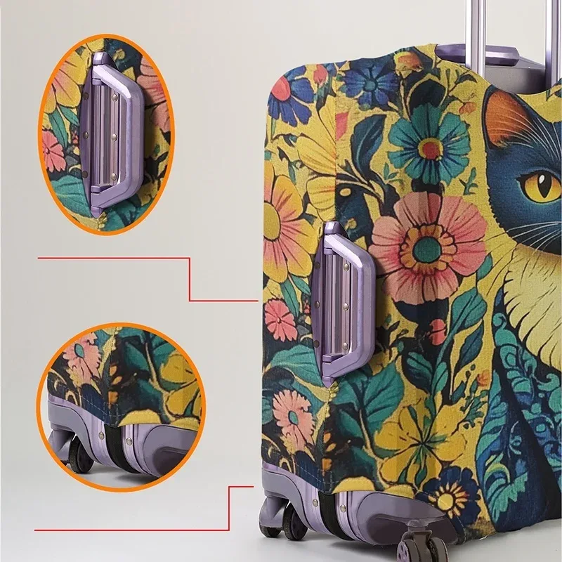 housse de protection pour bagages, motif jaune vif, style blue cat flower palace, adaptée aux valises de 18 à 32 pouces, pour bagages à main