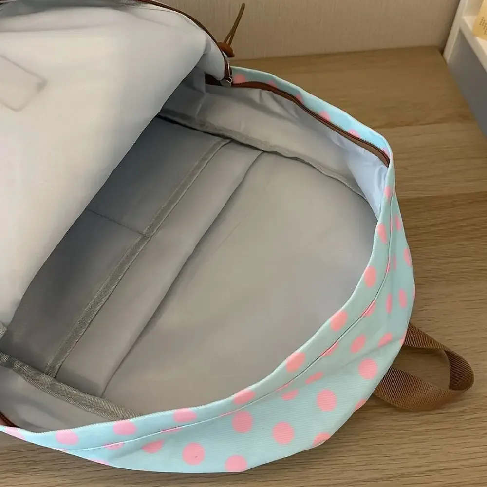 sac à dos à pois doux, minimaliste, plusieurs poches, garniture en dentelle, grande capacité, durable, sac d'école pour étudiants, utilisation en voyage
