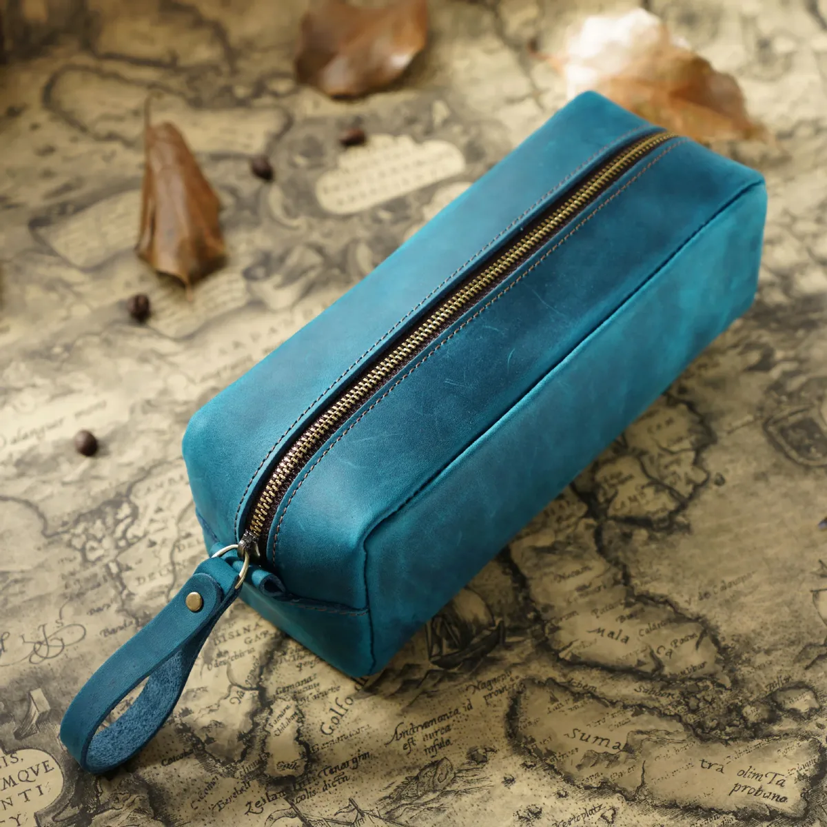 sac de voyage personnalisé en cuir véritable pour cosmétiques, gravure de lettres, pochette vintage en cuir crazy horse, sac de rangement personnalisé