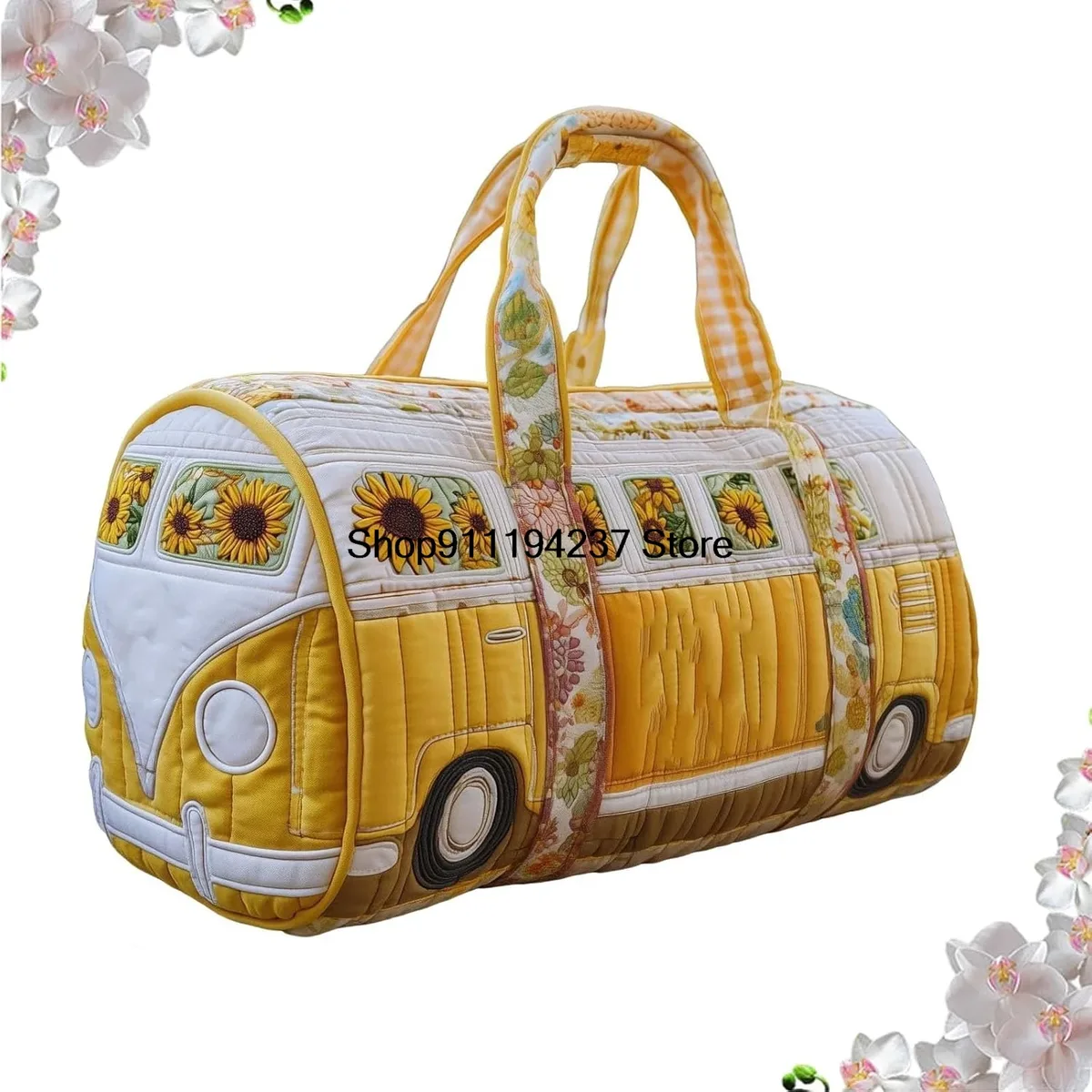 sac de voyage matelassé hippie van, sac de voyage matelassé hippie journey, sac de voyage week-end vintage à motifs floraux, sacs de sport