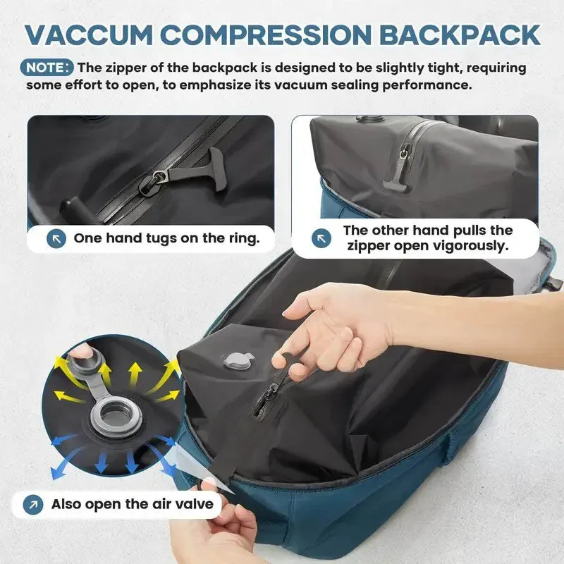 sac à dos de voyage avec compression sous vide, sac à dos professionnel pour ordinateur portable 15,6 pouces, sac de rangement pour vêtements, sac à dos de voyage extensible