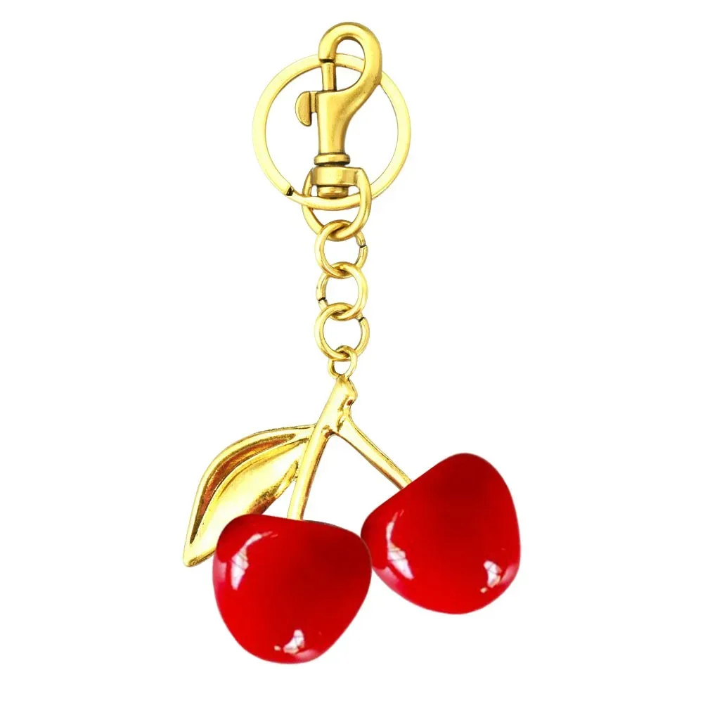 nouveau porte-clés cerise scintillant en résine, porte-clés de voiture en forme de fruit, bijoux diy, finition pailletée, accessoires pour sac, décoration suspendue pour sac à dos