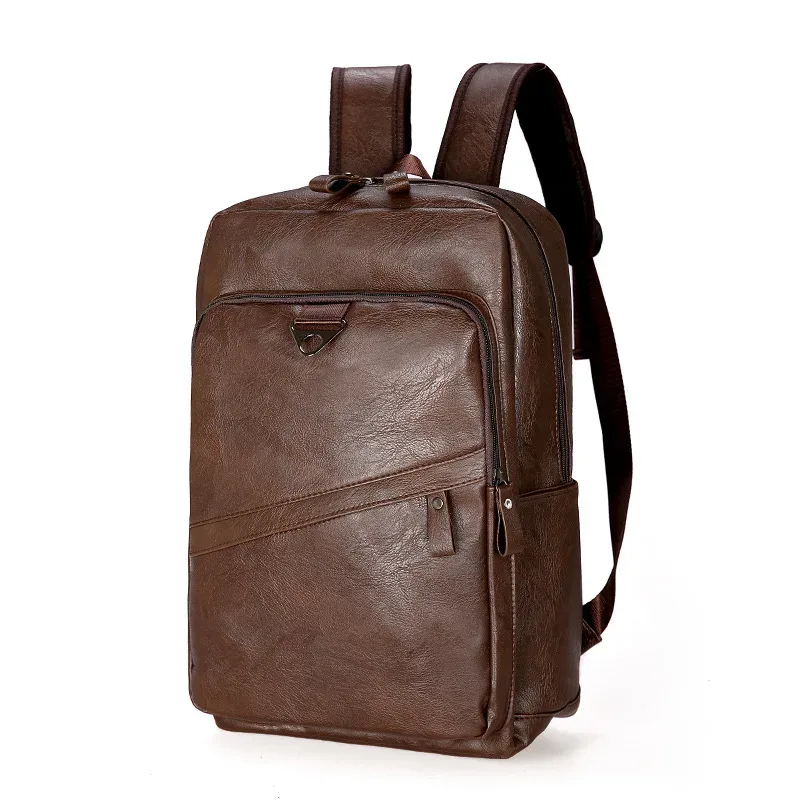 sac à dos de mode pour hommes, sac d'ordinateur en cuir pu de grande capacité, sac de voyage étanche décontracté, sac d'école étanche de grande capacité