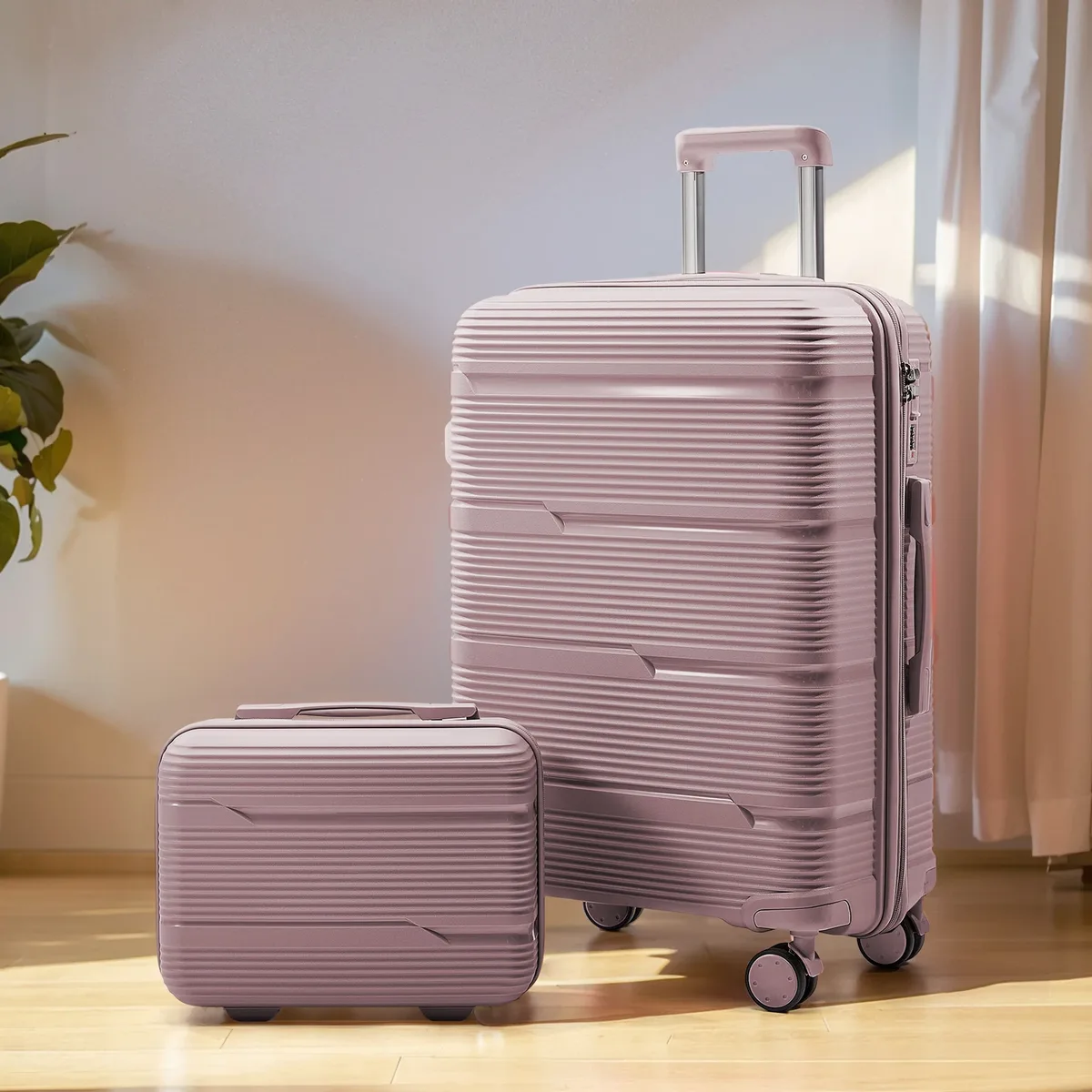 valise de voyage à roulettes, valise d'embarquement à main, ensemble de cabine avec étui à cosmétiques, roues tournantes, valise à roulettes de voyage, 13 ", 20"
