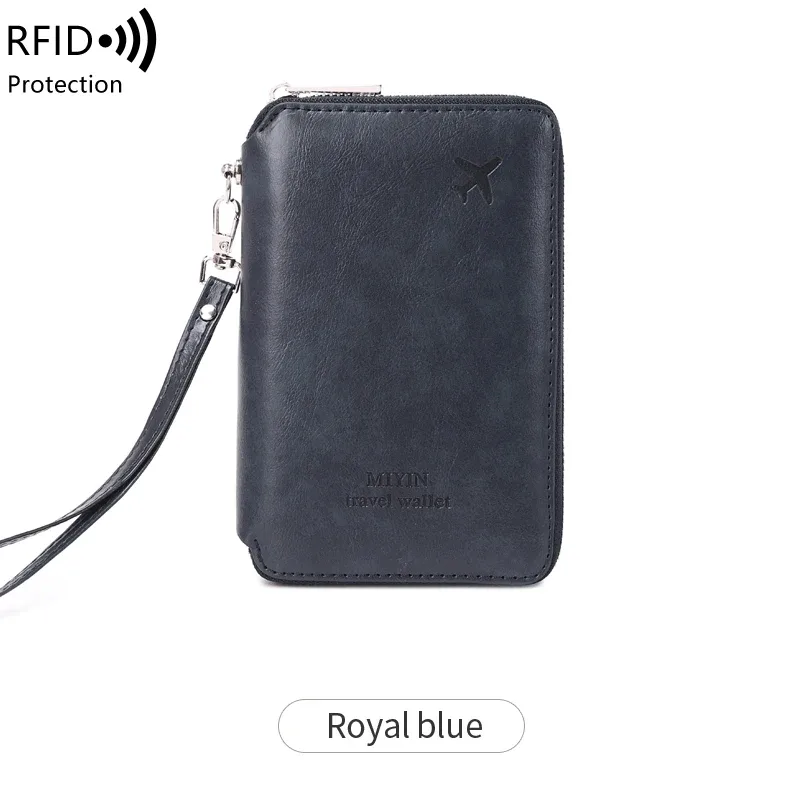portefeuille de voyage antivol rfid avec fermeture éclair, style rétro, pour hommes et femmes, sacs de passeport multifonctionnels simples, clip de passeport