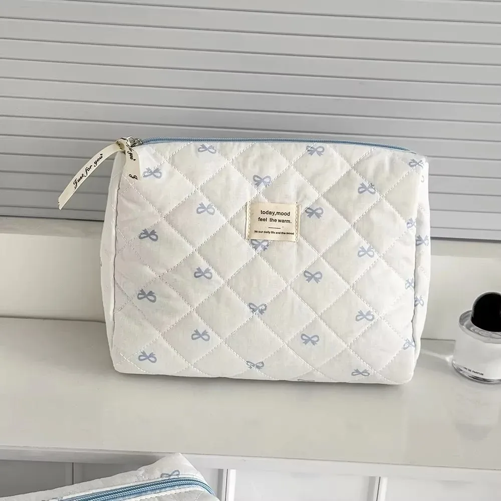 sac à cosmétiques portable bleu pour femme, pochette de voyage, sac de rangement grande capacité, trousse à maquillage zippée, cadeaux