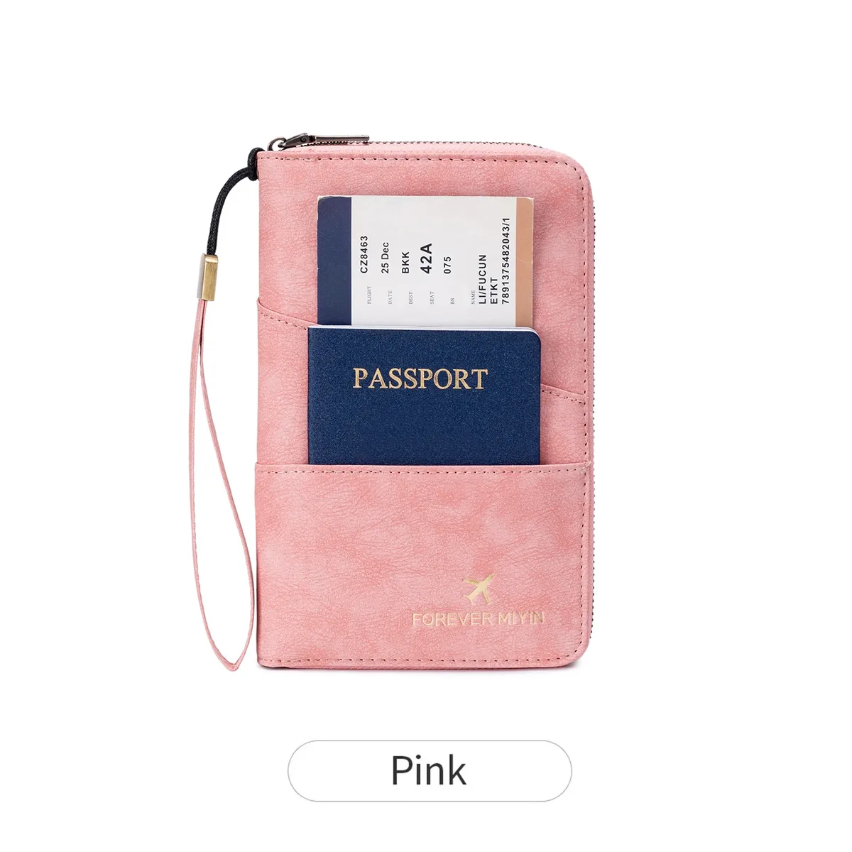porte-passeport familial de voyage, portefeuille de rangement à fermeture éclair pour documents de grande capacité, sac à main en pu, accessoire de voyage unisexe