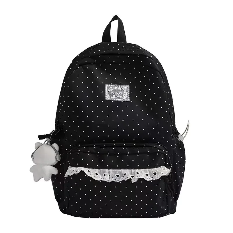 sac à dos coréen en nylon à lacets, grande capacité, multi-couches, léger, pour le campus, tendance, simple, pour le voyage
