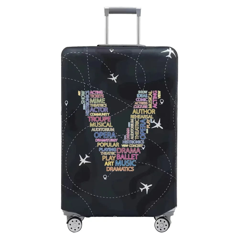 housse de valise de voyage en tissu extensible, housse de protection pour bagages de 18 à 28 pouces, série de textes