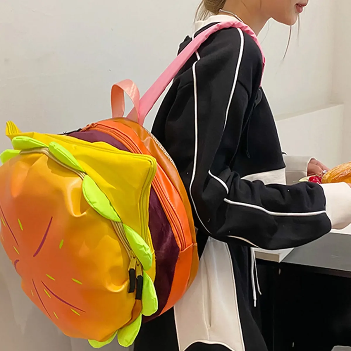 dessin animé hamburger sac à dos décontracté cheeseburger sac à dos grande capacité mode cartable sac de messager pour les voyages en plein air