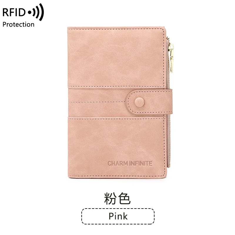 sac de passeport bloquant rfid, couleur unie pu, portefeuille à boucle zippée, porte-carte de billet, porte-passeport de voyage multifonctionnel