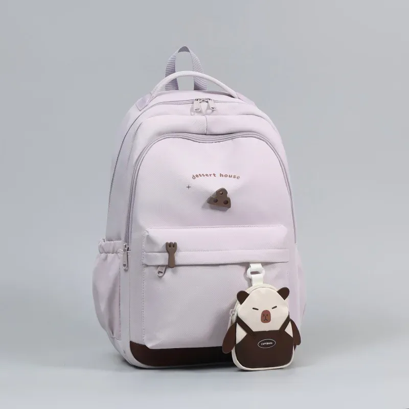 sacs à dos coréens pour adolescentes, look tendance, couleur unie, sacs de voyage grande capacité, sacs d'école