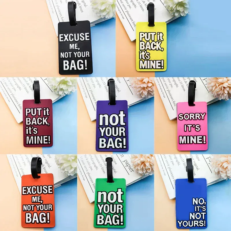 étiquettes de bagage en silicone, lettre créative, pas votre sac, accessoires de voyage, valise, style dessin 