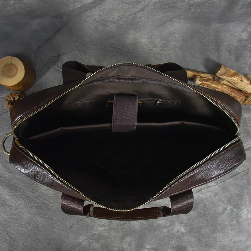 porte-documents en cuir véritable pour ordinateur portable 15.6 pouces, sac à main en peau de vache pour hommes, sac à bandoulière en cuir