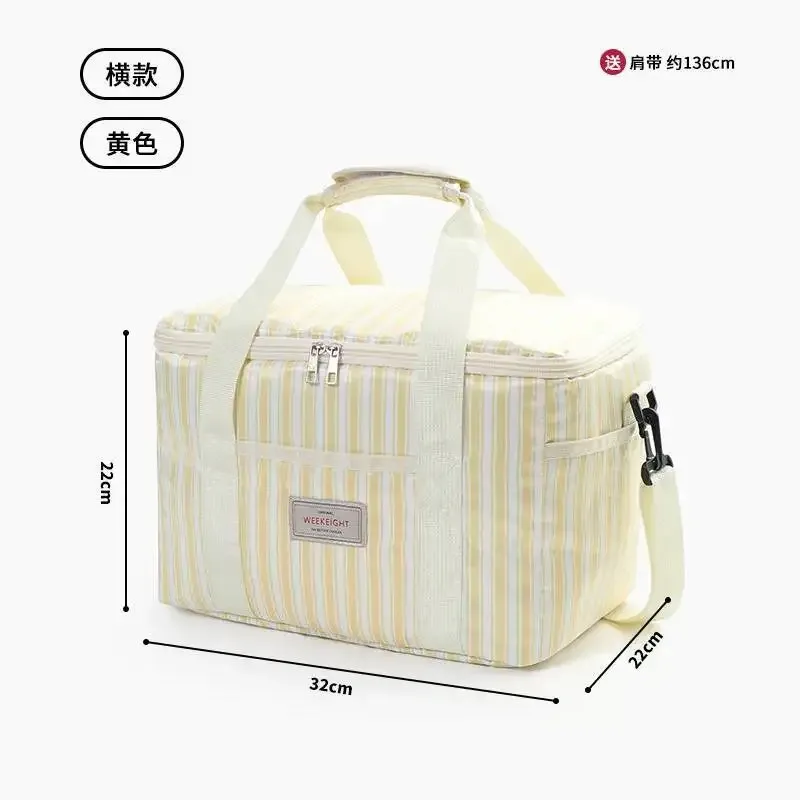 sac à bandoulière épais pour maman, sacs à main de stockage de lait maternel, sac de boîte à déjeuner isolé rayé de grande capacité