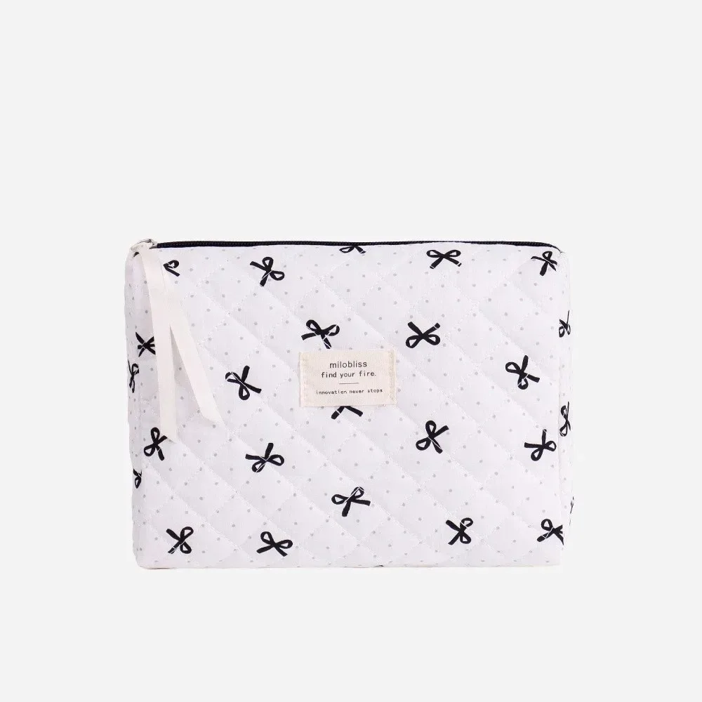 sac matelassé rose tendance avec nœud, grande capacité, pochette de rangement pour maquillage, sac carré imprimé nœud