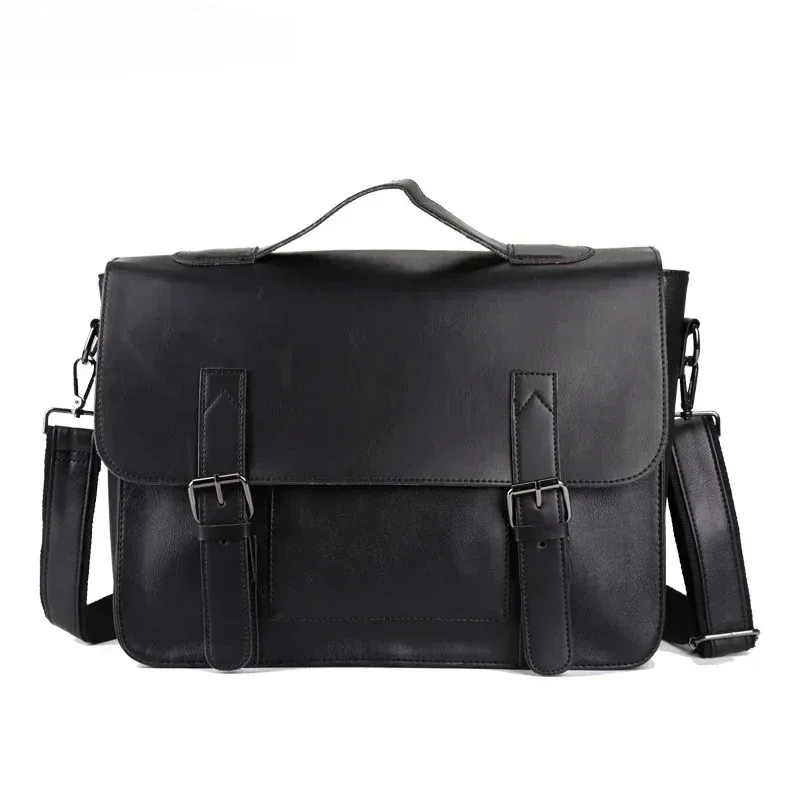sac à main rétro en cuir pu pour homme, fourre-tout vintage, étui à bombes, business, bureau, ordinateur portable, sacoche décontractée