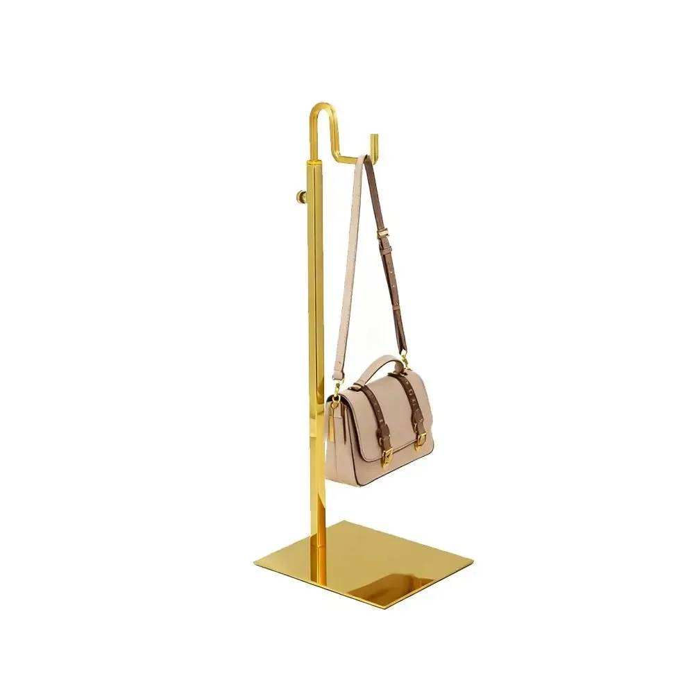 présentoir de sacs en acier inoxydable durable, réglable, doré/argenté, support pour portefeuilles, organisateur de bijoux poli, pour sacs de femmes