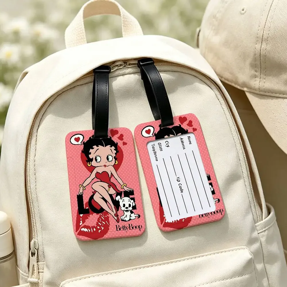 étiquette de bagage anti-perte anime b-bettys sexy boop, porte-carte d'identité en pvc, étiquette de nom pour bagages pour voyage en plein air