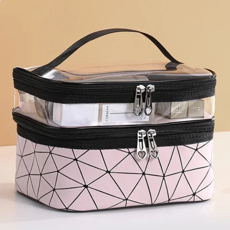 trousse de maquillage double portable grande capacité version coréenne ringer sac de voyage multifonctionnel trousse de toilette sac de rangement portable