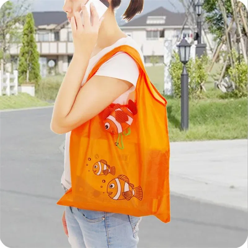 grand sac de courses pliable réutilisable, fourre-tout d'épicerie en nylon pour femmes, sac à main de supermarché, sacs fourre-tout de magasin de poissons en carton
